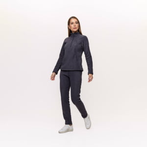 Fleece Térmico Feminino Meio Zíper Forrado em Lã - 914 Chumbo