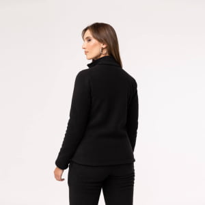 Fleece Térmico Feminino Meio Zíper Forrado em Lã - 914 Preto 