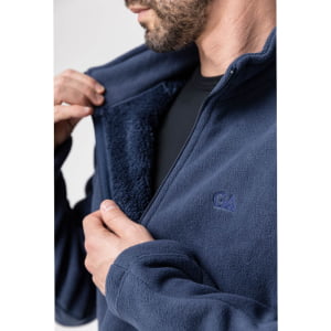 Fleece Térmico Masculino Meio Zíper Forrado em Lã - 916 Azul Marinho