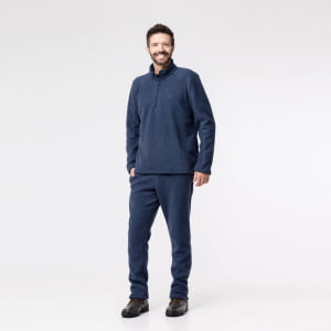 Fleece Térmico Masculino Meio Zíper Forrado em Lã - 916 Azul Marinho