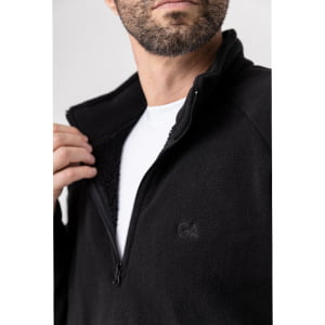 Fleece Térmico Masculino Meio Zíper Forrado em Lã - 916 Preto