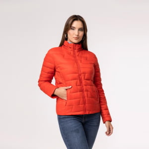 Jaqueta Feminina Puffer Spesso Z de Pluma Com Capuz Removível - 135 Grenadine