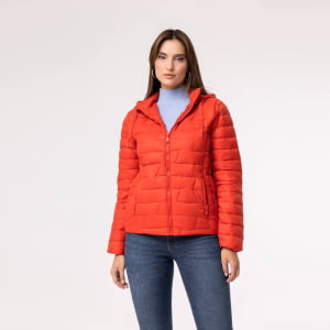 Jaqueta Feminina Puffer Spesso Z de Pluma Com Capuz Removível - 135 Grenadine