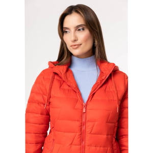 Jaqueta Feminina Puffer Spesso Z de Pluma Com Capuz Removível - 135 Grenadine