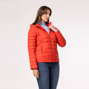 Jaqueta Feminina Puffer Spesso Z de Pluma Com Capuz Removível - 135 Grenadine