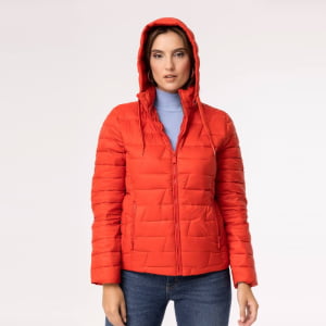 Jaqueta Feminina Puffer Spesso Z de Pluma Com Capuz Removível - 135 Grenadine