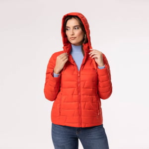 Jaqueta Feminina Puffer Spesso Z de Pluma Com Capuz Removível - 135 Grenadine