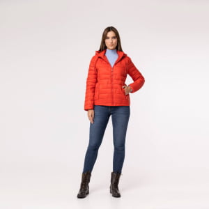 Jaqueta Feminina Puffer Spesso Z de Pluma Com Capuz Removível - 135 Grenadine