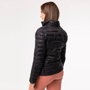 Jaqueta Feminina Puffer Spesso Z de Pluma Com Capuz Removível - 135 Preta 