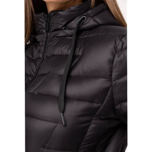 Jaqueta Feminina Puffer Spesso Z de Pluma Com Capuz Removível - 135 Preta 