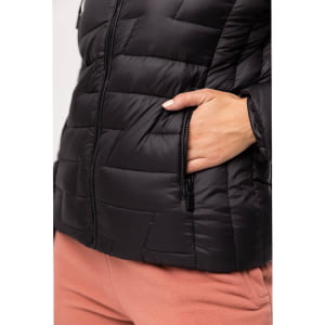 Jaqueta Feminina Puffer Spesso Z de Pluma Com Capuz Removível - 135 Preta 