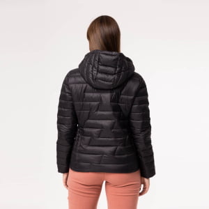 Jaqueta Feminina Puffer Spesso Z de Pluma Com Capuz Removível - 135 Preta 