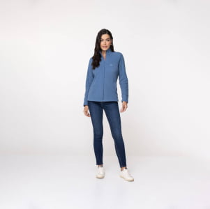 Jaqueta Fleece Térmica Feminina Canelada - 3213 Azul Jeans