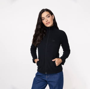Jaqueta Fleece Térmica Feminina Canelada - 3213 Preto