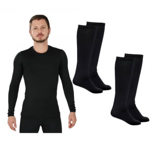 Kit 2 Pares de Meias Térmicas Segunda Pele + 1 Blusa Térmica Masculina