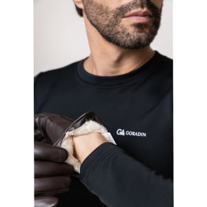 Luva Térmica Masculina Touch Screen em Couro Legítimo Forrada com Lâ - 2001 Café