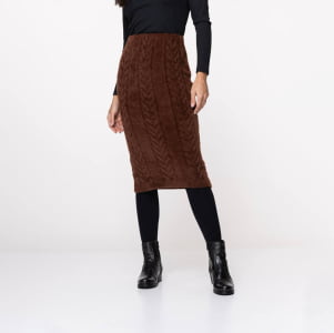 Saia Feminina em Tricô Fio Nuvem - 25280 Marrom