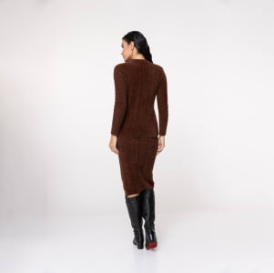 Saia Feminina em Tricô Fio Nuvem - 25280 Marrom