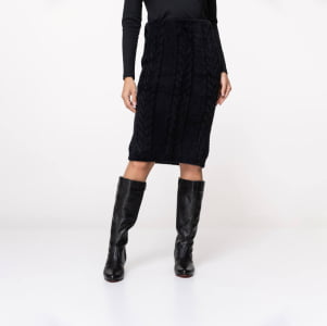 Saia Feminina em Tricô Fio Nuvem - 25280 Preto
