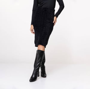 Saia Feminina em Tricô Fio Nuvem - 25280 Preto