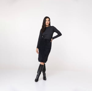 Saia Feminina em Tricô Fio Nuvem - 25280 Preto