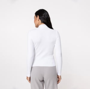 Suéter Feminino em Tricô Canelado Gola Alta - 25116 Off White