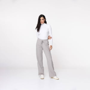 Suéter Feminino em Tricô Canelado Gola Alta - 25116 Off White