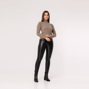 Suéter Feminino em Tricô Pluma Gola Alta - 25114 Chocolate