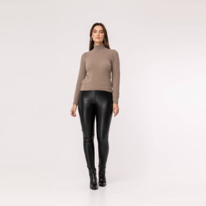 Suéter Feminino em Tricô Pluma Gola Alta - 25114 Chocolate