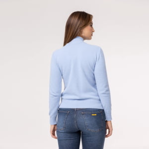 Suéter Feminino em Tricô Pluma Gola Alta - 25114 Azul Celeste