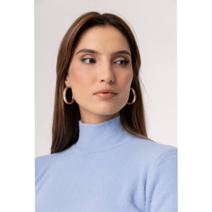 Suéter Feminino em Tricô Pluma Gola Alta - 25114 Azul Celeste