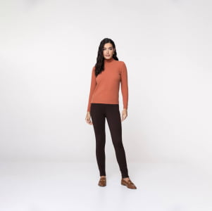 Suéter Feminino em Tricô Pluma Gola Alta - 25114 Terracota
