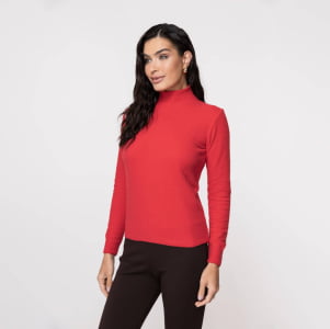Suéter Feminino em Tricô Pluma Gola Alta - 25114 Vermelho
