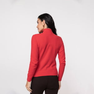 Suéter Feminino em Tricô Pluma Gola Alta - 25114 Vermelho