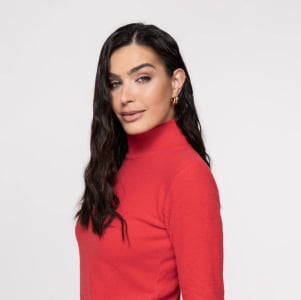 Suéter Feminino em Tricô Pluma Gola Alta - 25114 Vermelho