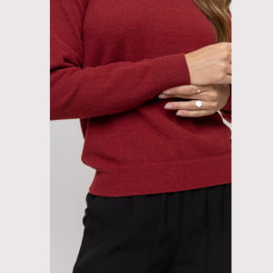 Suéter Feminino em Tricô Pluma Gola Alta - 26141 Vermelho Marsala