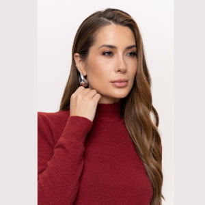 Suéter Feminino em Tricô Pluma Gola Alta - 26141 Vermelho Marsala