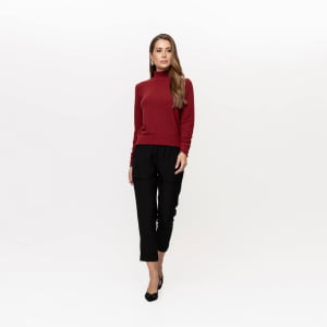 Suéter Feminino em Tricô Pluma Gola Alta - 26141 Vermelho Marsala