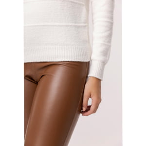 Suéter Feminino em Tricô Pluma Gola Redonda - 24162 Off White