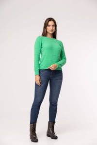 Suéter Feminino em Tricô Pluma Gola Redonda - 24162 Verde